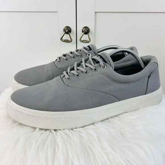 Sperry Halyard CVO Plushstep Gray Canvas Sneakers Preppy Shoes - Mens Size 12 - Picture 1 of 8